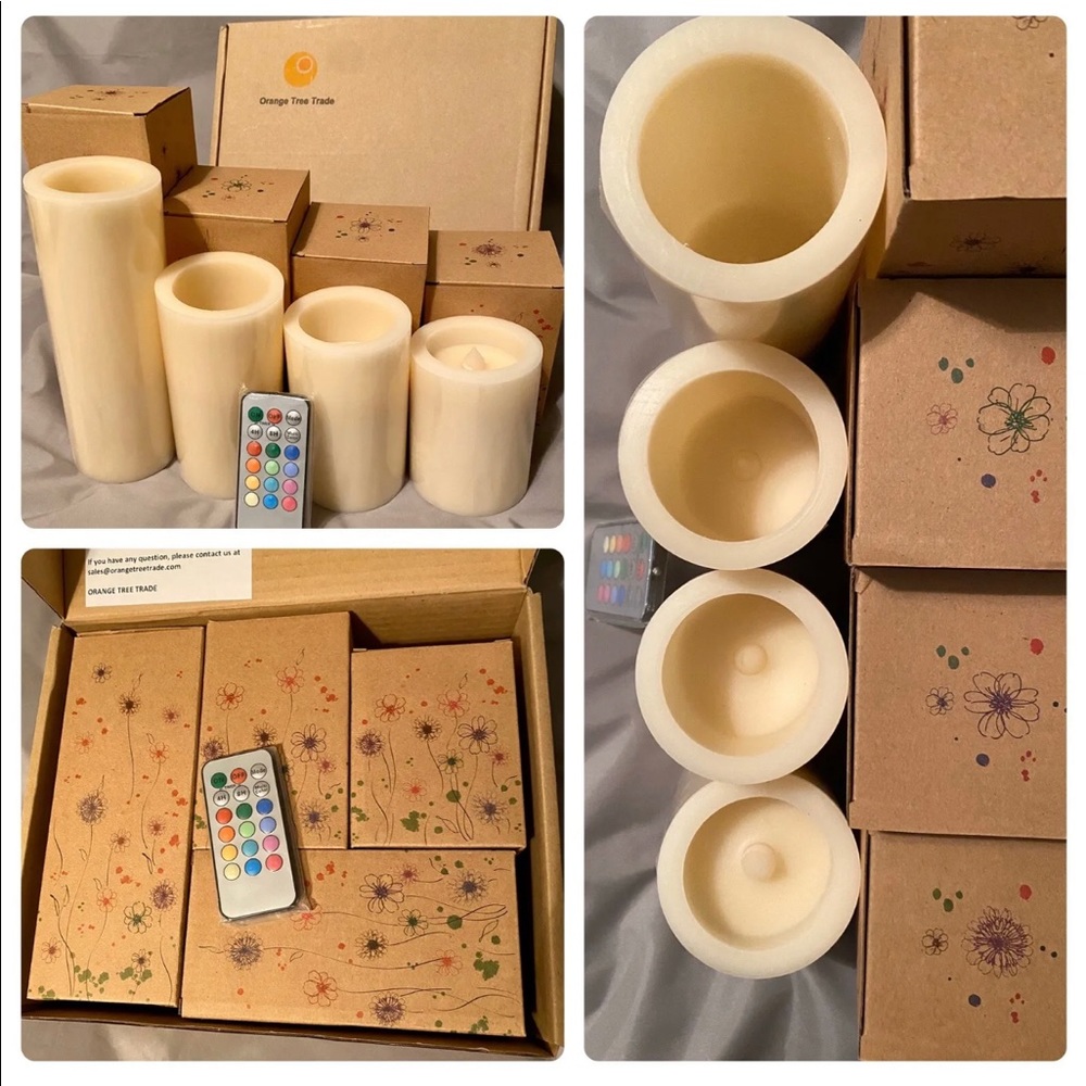 Orange Tree Trade Flameless Candles, 4Pc. Set w/ Remote